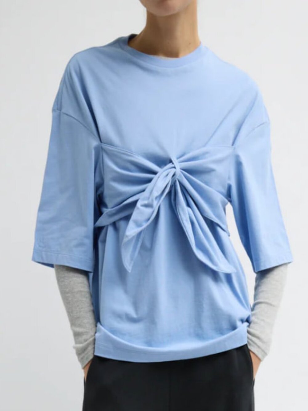 Tibi NWOT Tie Front T-Shirt Blue S